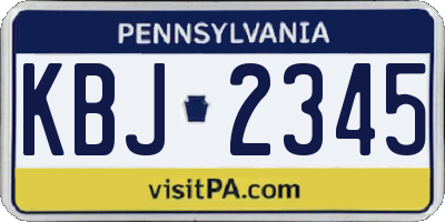 PA license plate KBJ2345