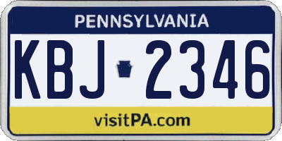 PA license plate KBJ2346