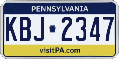 PA license plate KBJ2347