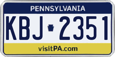 PA license plate KBJ2351