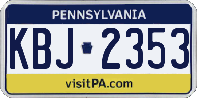 PA license plate KBJ2353