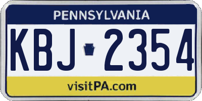 PA license plate KBJ2354