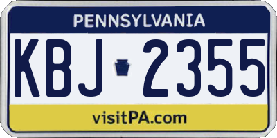 PA license plate KBJ2355