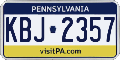 PA license plate KBJ2357