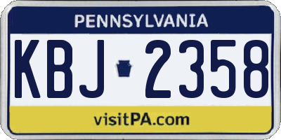 PA license plate KBJ2358
