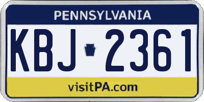 PA license plate KBJ2361