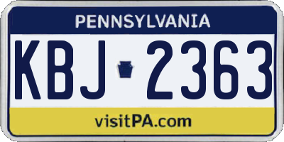 PA license plate KBJ2363