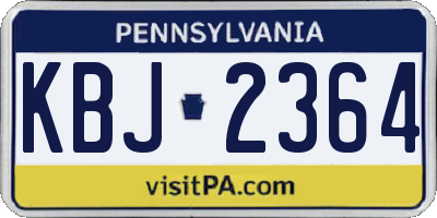 PA license plate KBJ2364