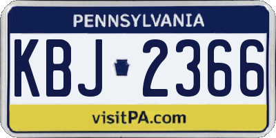 PA license plate KBJ2366