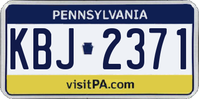 PA license plate KBJ2371