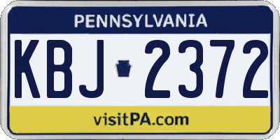 PA license plate KBJ2372