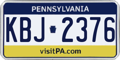 PA license plate KBJ2376