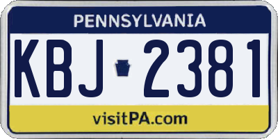 PA license plate KBJ2381