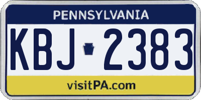 PA license plate KBJ2383