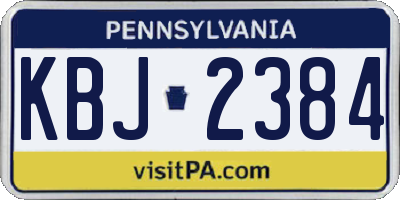 PA license plate KBJ2384