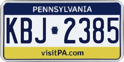 PA license plate KBJ2385