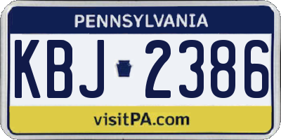 PA license plate KBJ2386