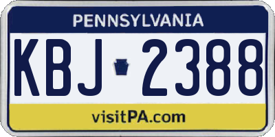 PA license plate KBJ2388