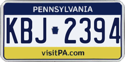 PA license plate KBJ2394