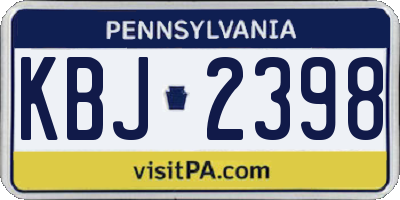 PA license plate KBJ2398