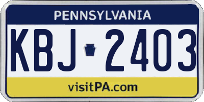 PA license plate KBJ2403