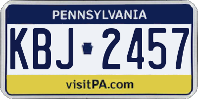 PA license plate KBJ2457