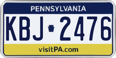 PA license plate KBJ2476