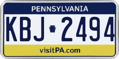 PA license plate KBJ2494