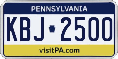 PA license plate KBJ2500