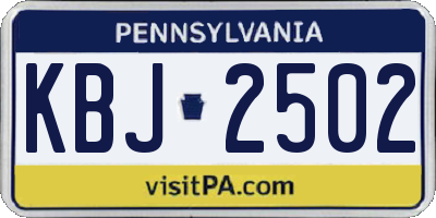 PA license plate KBJ2502