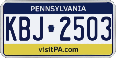 PA license plate KBJ2503