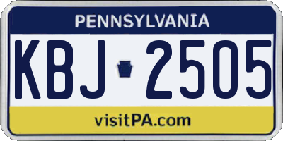 PA license plate KBJ2505