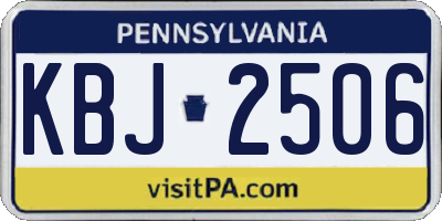 PA license plate KBJ2506