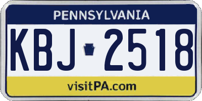 PA license plate KBJ2518