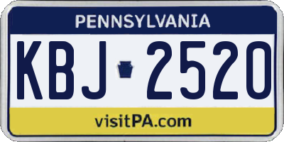 PA license plate KBJ2520
