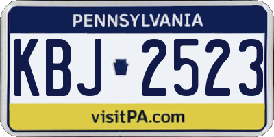 PA license plate KBJ2523