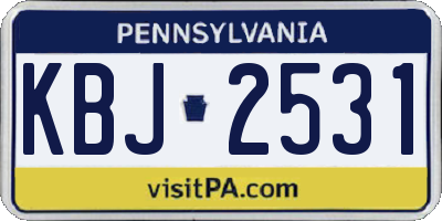 PA license plate KBJ2531