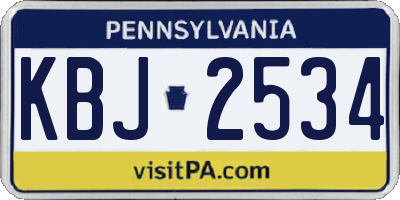 PA license plate KBJ2534