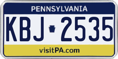 PA license plate KBJ2535