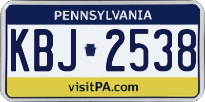 PA license plate KBJ2538