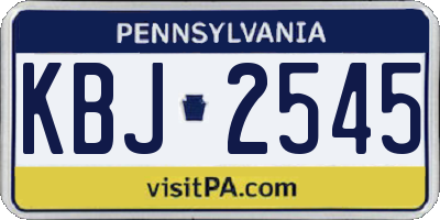 PA license plate KBJ2545