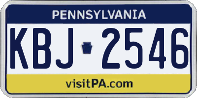 PA license plate KBJ2546