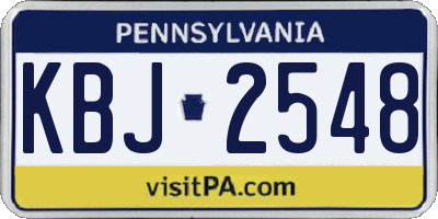 PA license plate KBJ2548