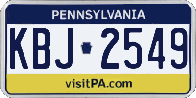 PA license plate KBJ2549