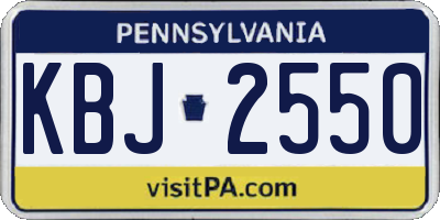 PA license plate KBJ2550
