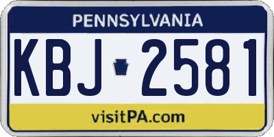 PA license plate KBJ2581