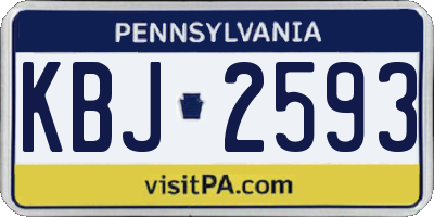 PA license plate KBJ2593