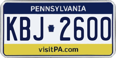 PA license plate KBJ2600