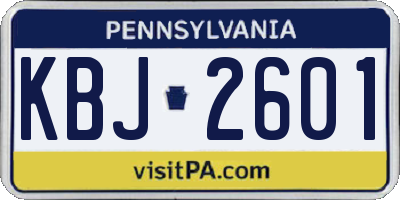 PA license plate KBJ2601