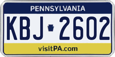 PA license plate KBJ2602